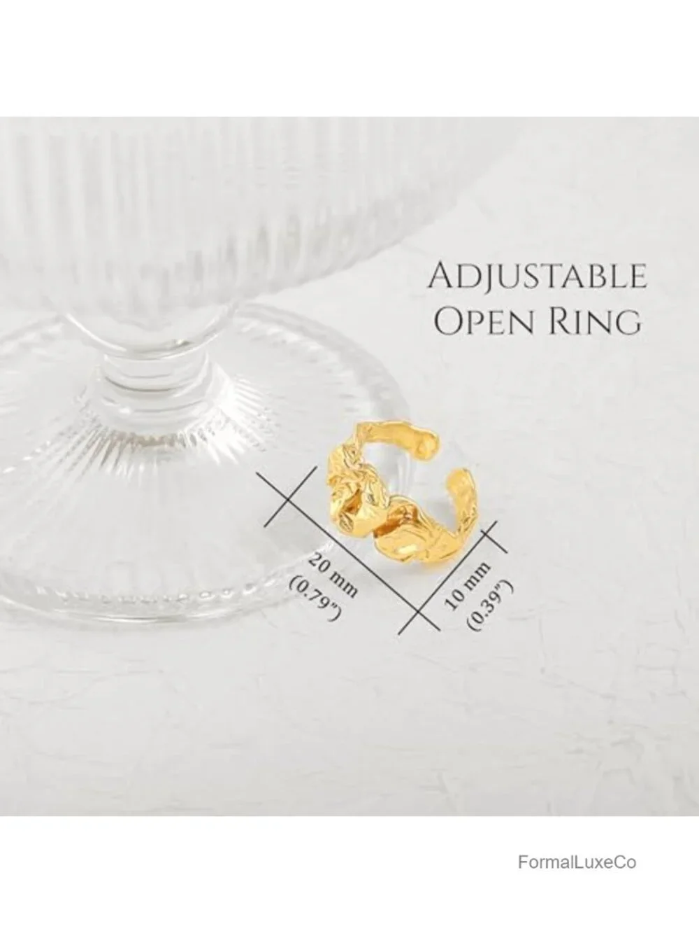18k Gold Plated Adjustable Circle Ring CZ Stacking Knuckle Rings